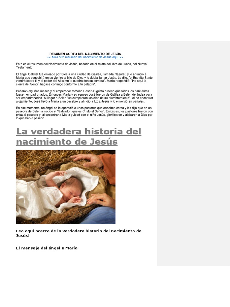 Resumen del Nacimiento de Jesús | PDF | San José | María, madre de Jesús