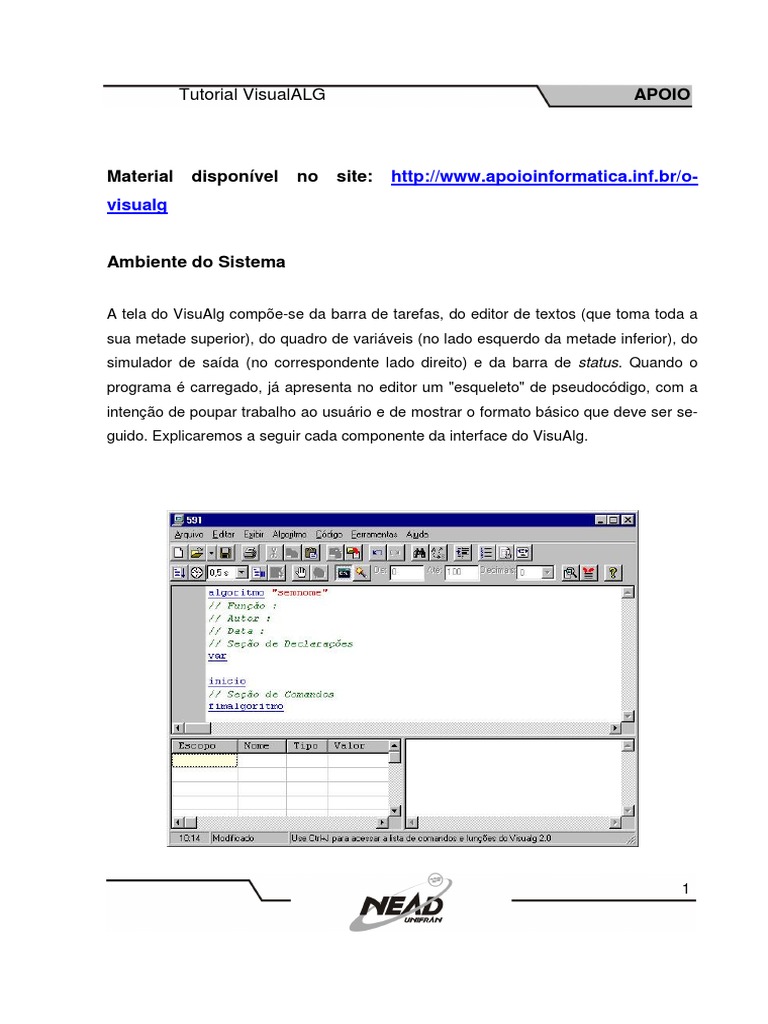 Apostila de Visual Alg PDF | PDF | Algoritmos | Linguagem de programação