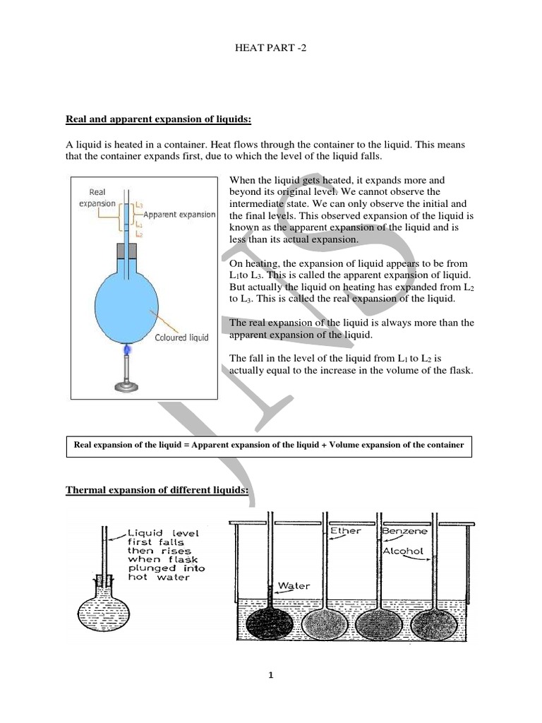 Real and Apparent Expansion of Liquids Final Draft - Class 8 (HEAT - 2 ...