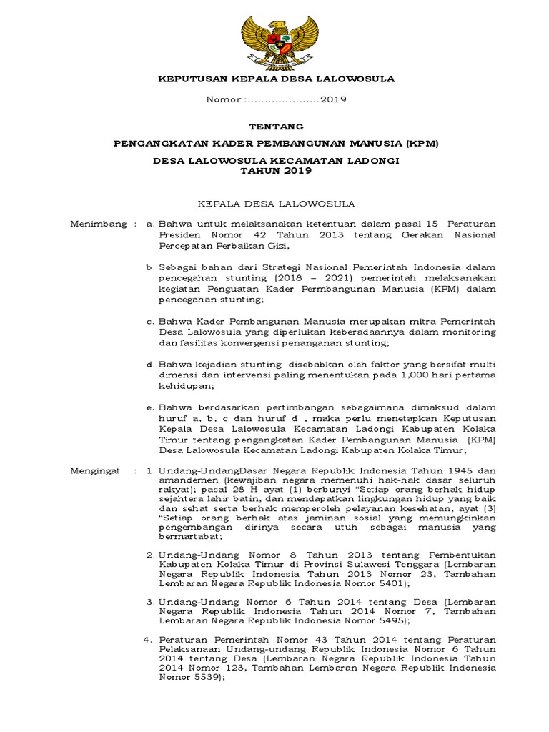 Contoh Sk Guru Paud Dari Kepala Desa Pdf Guru Paud