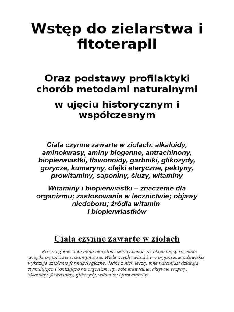 Wstęp Do Zielarstwa I Fitoterapii