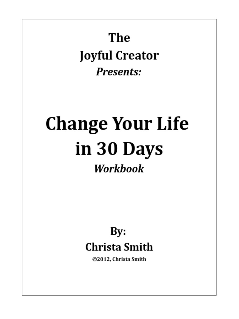 Change Your Life in 30 Days Workbook | PDF | Meditation | Law Of ...