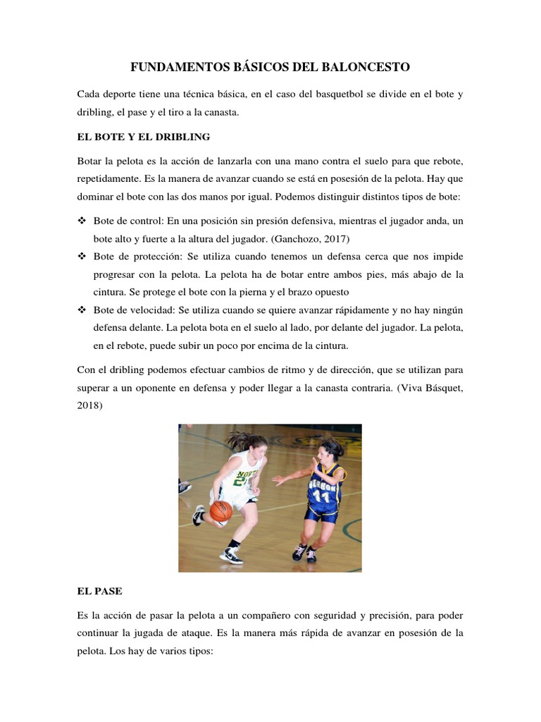 Fundamentos Básicos Del Baloncesto | PDF | Pelota | Deportes atléticos