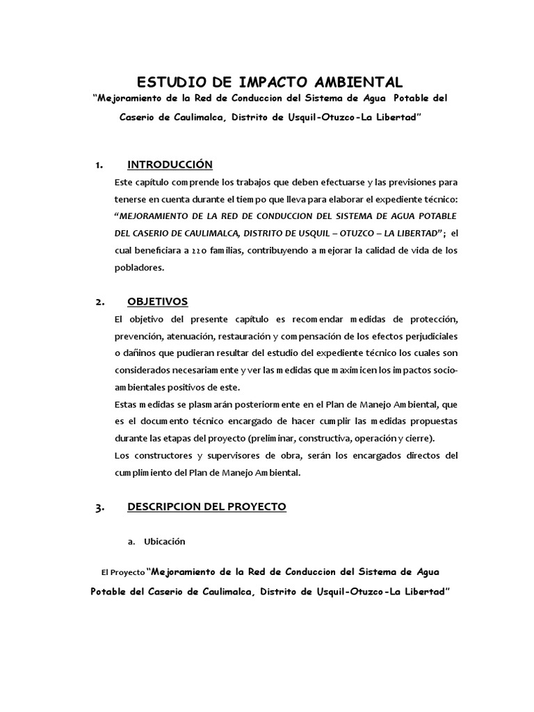 Estudio de Impacto Ambiental | PDF | Contaminación | Agua