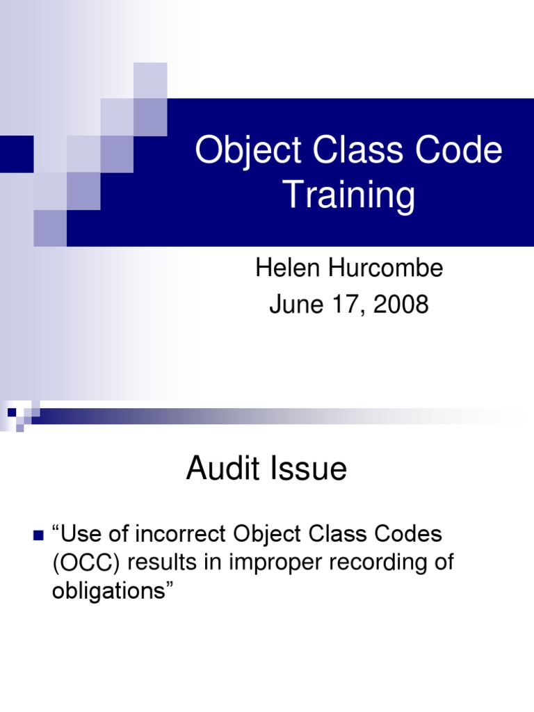 Object Class Code Training | PDF | United States Postal Service | Business