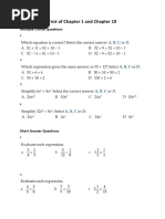 Year 10 Maths Test of Chapter 1 and Chapter 10