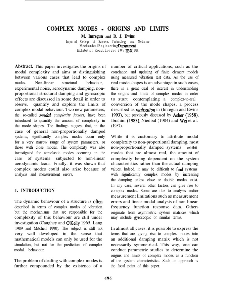 Understanding Complex Modal Behavior | PDF | Eigenvalues And ...