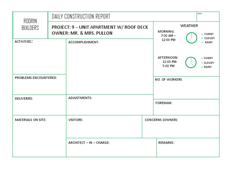 Daily Construction Report: Rodrin Builders | PDF
