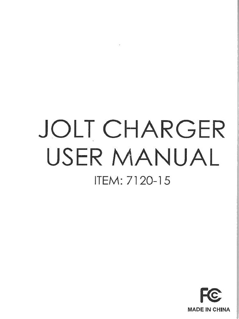 Jolt Charger User Manual 712015 PDF Battery Charger Manufactured