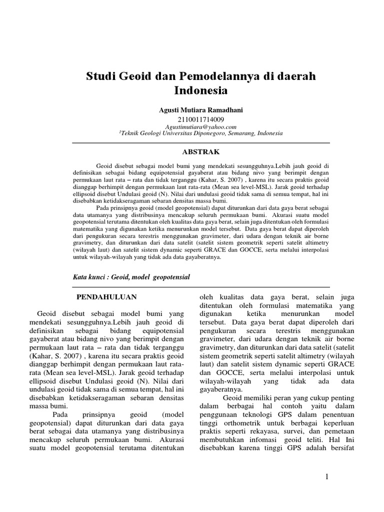 Pemodelan Geoid di Indonesia | PDF
