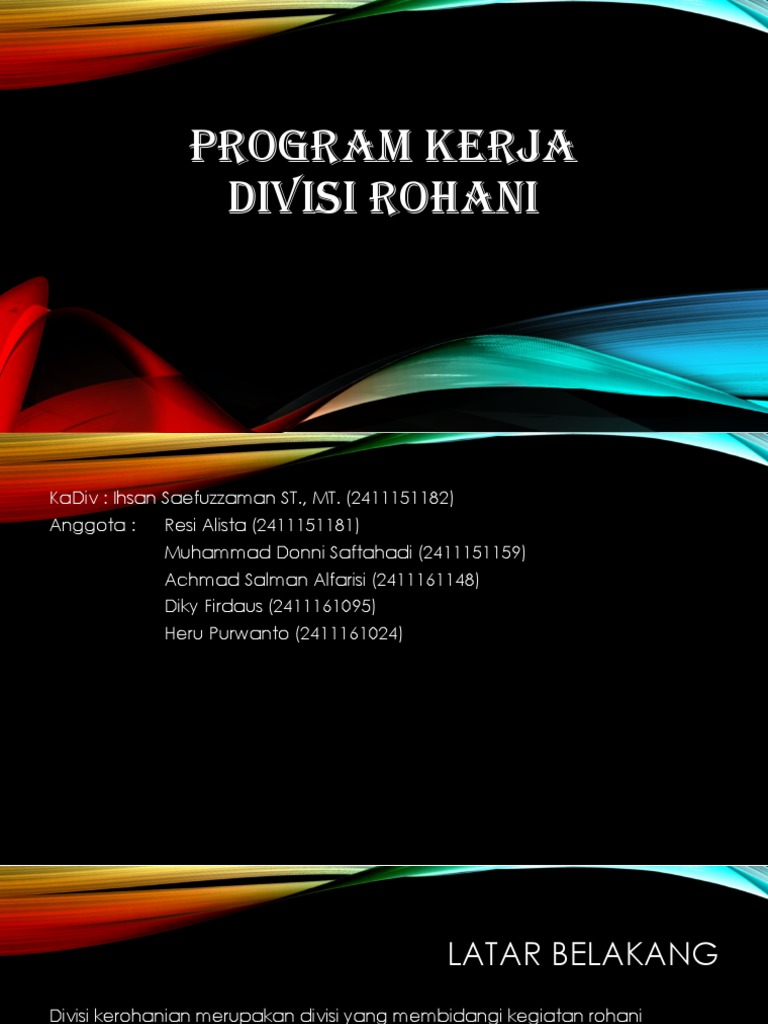 Program Kerja Divisi Kerohanian | PDF