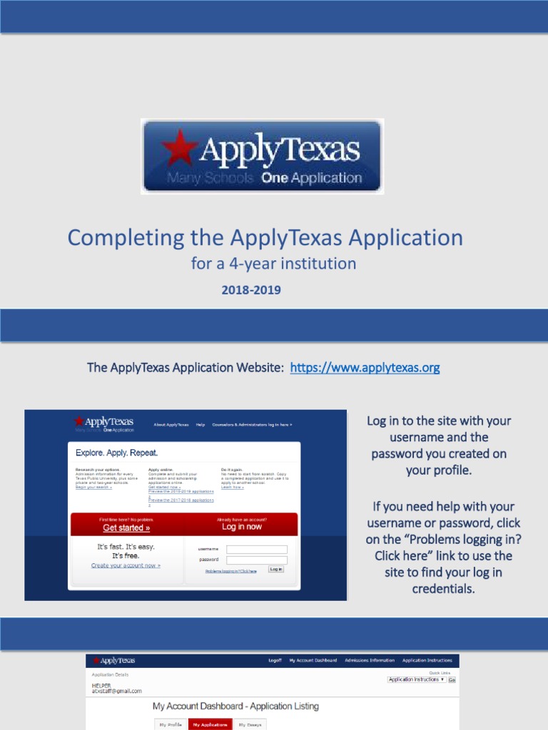 Completing The Applytexas Application For A 4 Year Institution