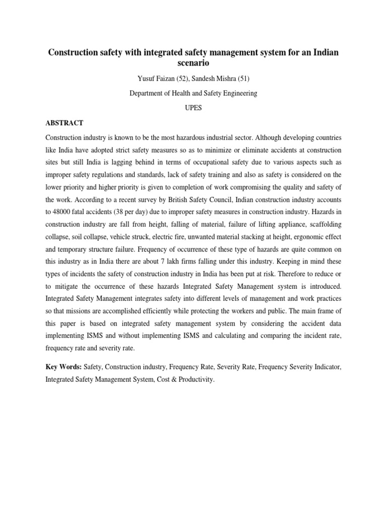 Integrated Safety in Indian Construction | PDF | Computers