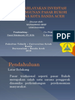 Studi Kelayakan Investasi Pembangunan Pasar Rukoh Barona Kota