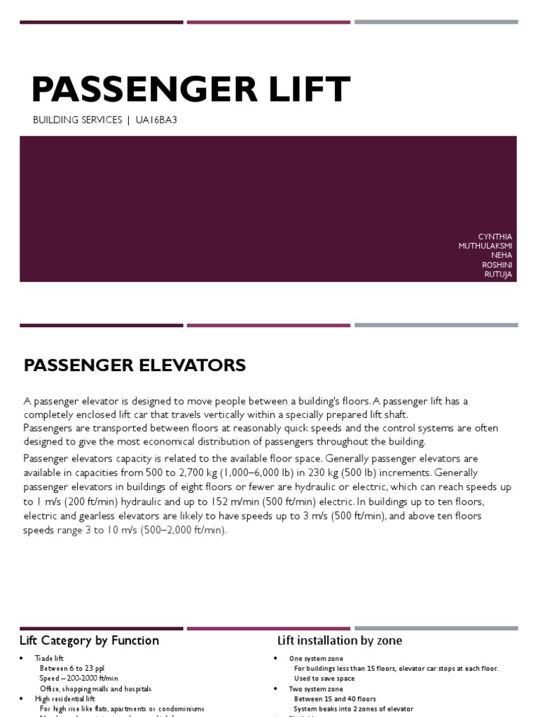 Passenger Elevator Mechanisms Explained | PDF | Elevator ...