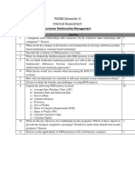 PGDM Semester 4 Internal Assessment: Customer Relationship Management