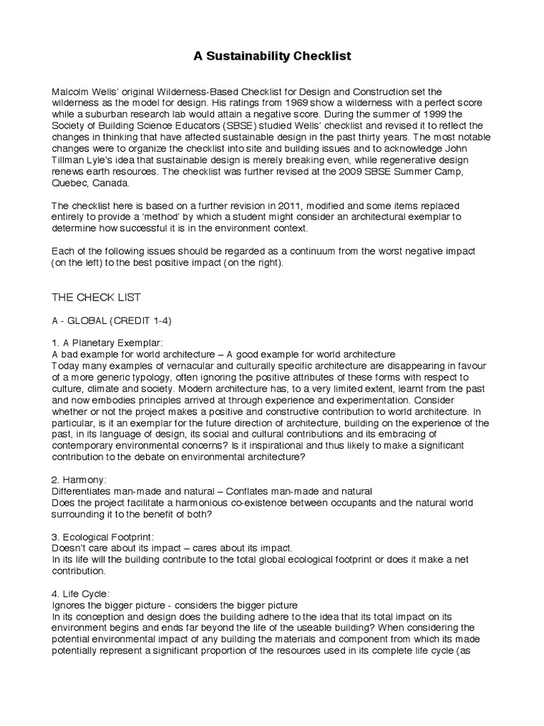 Sustainability Checklist PDF | PDF | Hvac | Waste