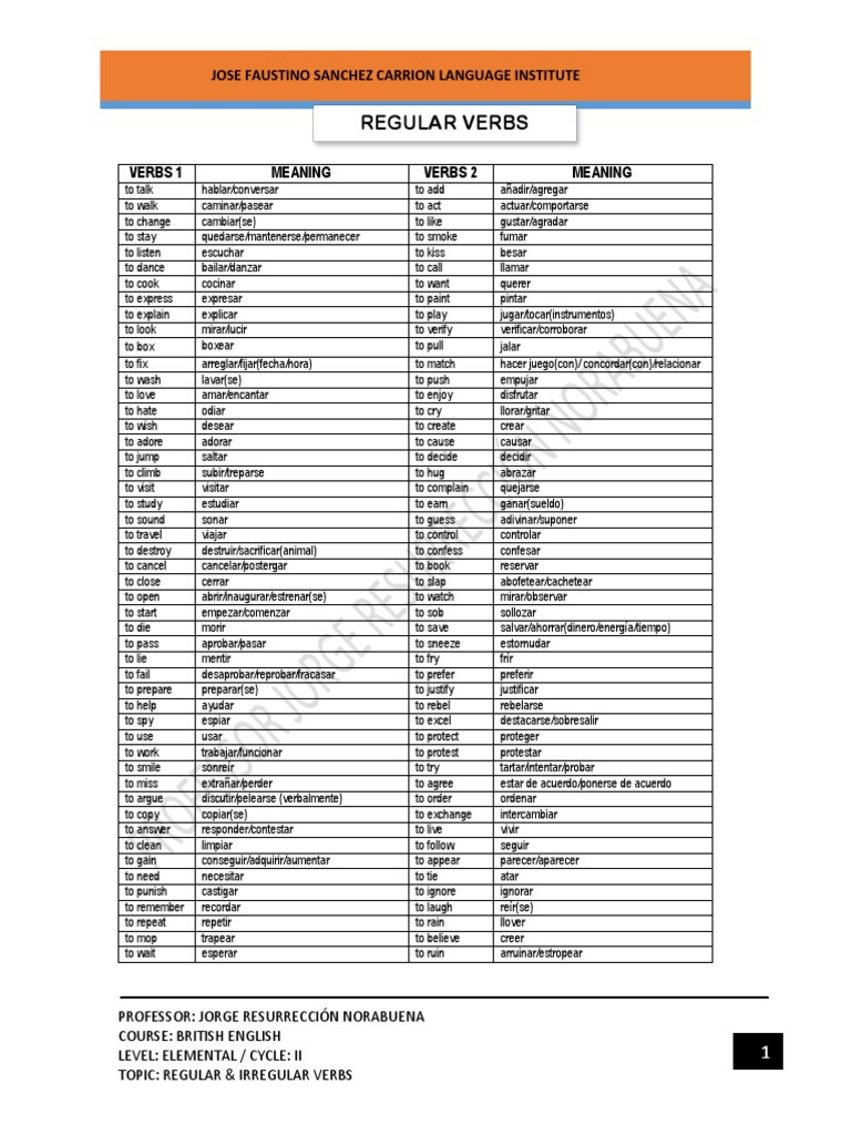 Regular and Irregular Verbs Guide | PDF | Semantic Units | Linguistic ...