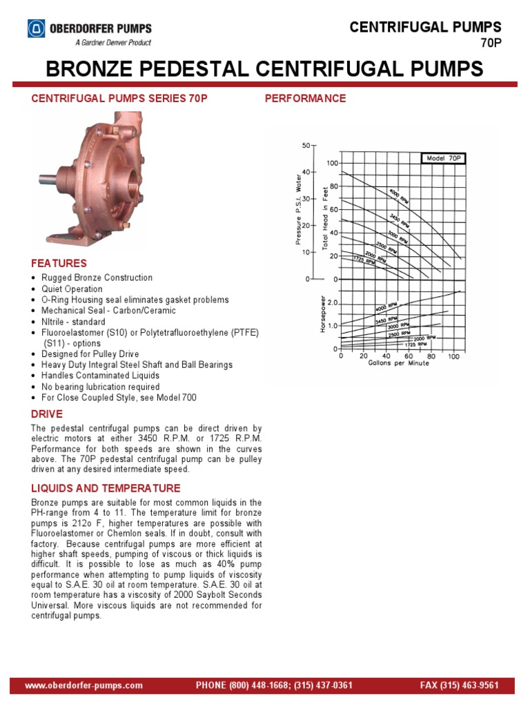 Bronze Pedestal Centrifugal Pumps | PDF | Pump | Bearing (Mechanical)