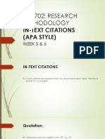 Edu702: Research Methodology: In-Text Citations (Apa Style)