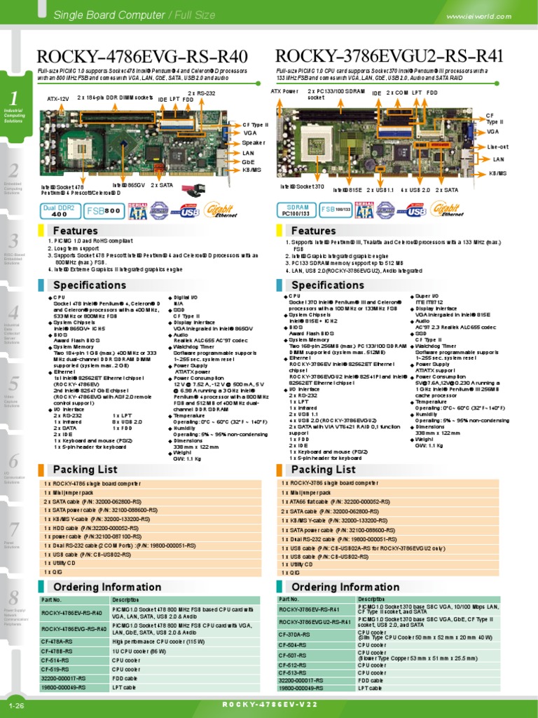 ROCKY-3786EVGU2-RS-R41 ROCKY-4786EVG-RS-R40: Features Features