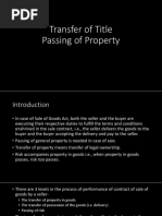 Transfer of Title Passing of Property