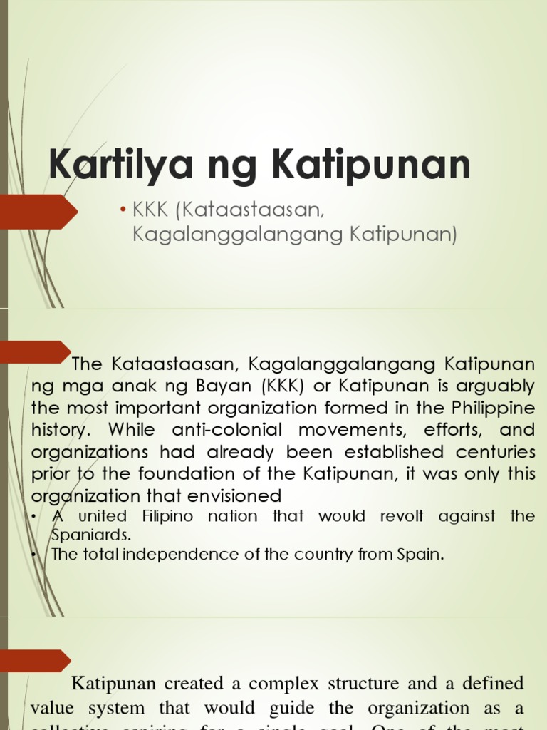 write a speech about the topic kartilya ng katipunan