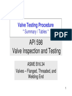API 598 Summary Tables Valve Testing Procedure PDF