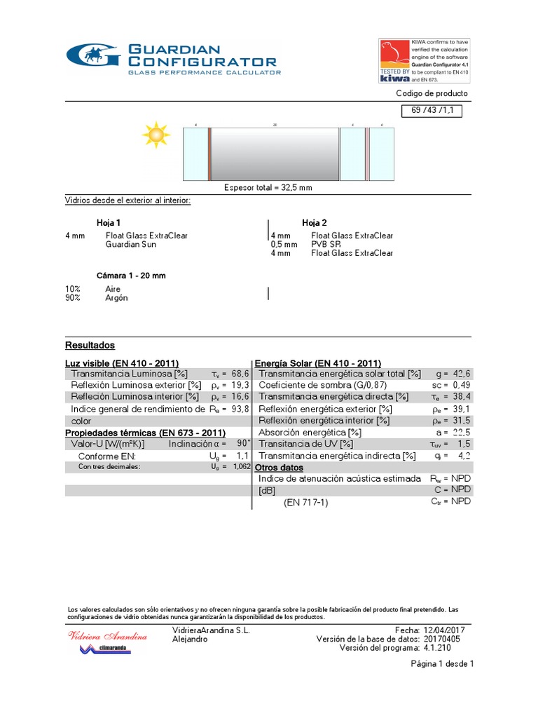 Ficha Técnica Guardian Sun 4 + Cámara 20 + Laminar (4+4) .1 Acústico