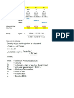 Mass flow rates and gas properties data table