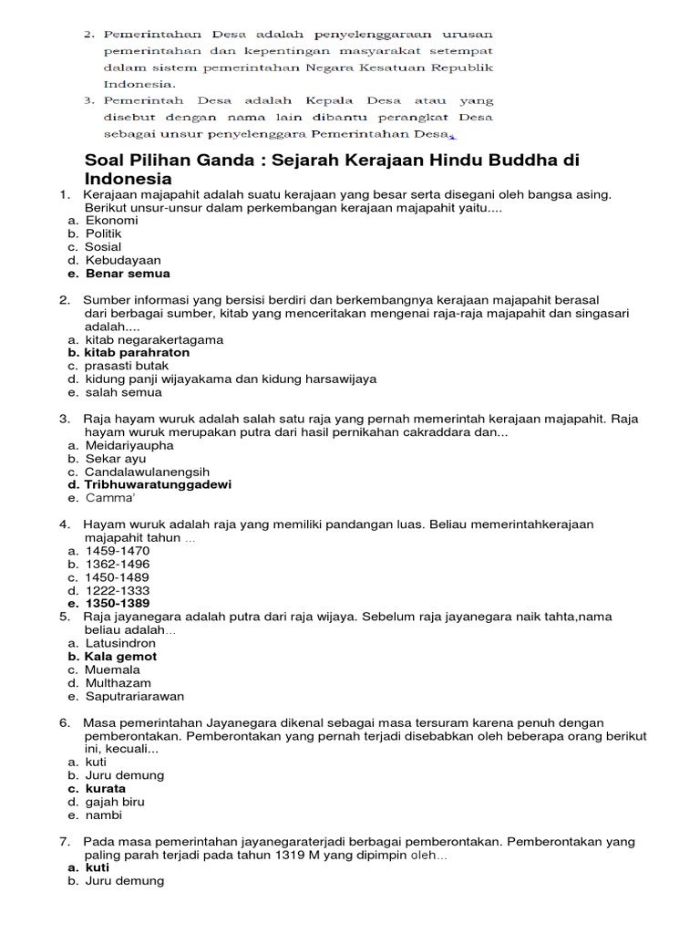 Soal Kerajaan Indonesia