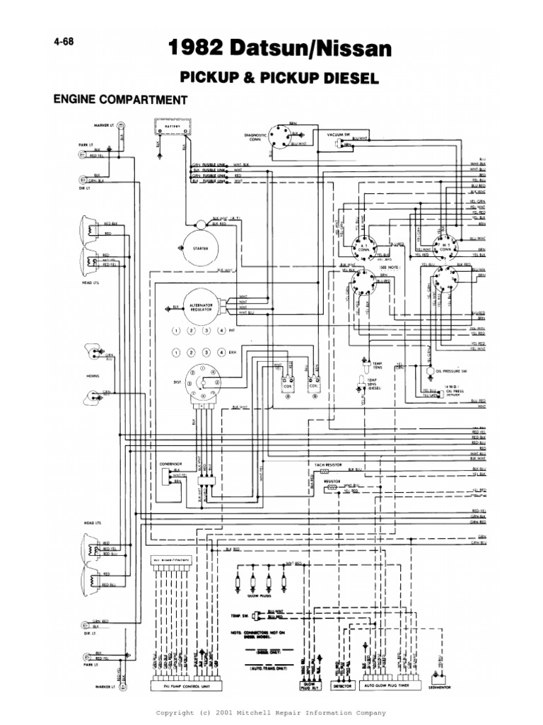 Datsun 720 Pickup Wiring Diagram 1982 PDF | PDF | Technology