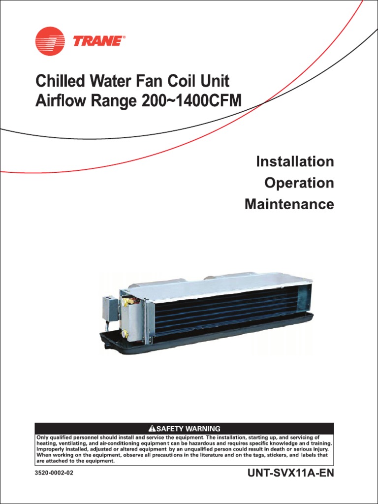 HFCF IOM (Inglés) Fan Coil Unit TRANE Installation Maintanence Operations PDF