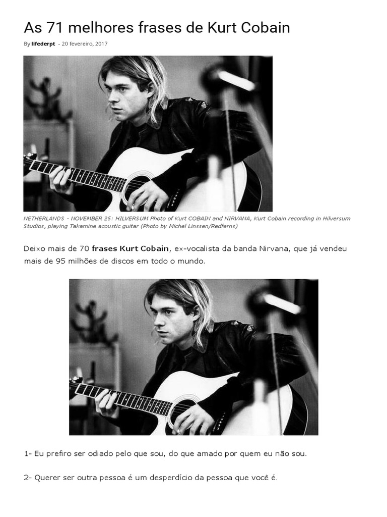 Frases Do Kurt Cobain ... 71 Delas! CONFIRA! | PDF | Kurt Cobain | Amor, image size:768x1024