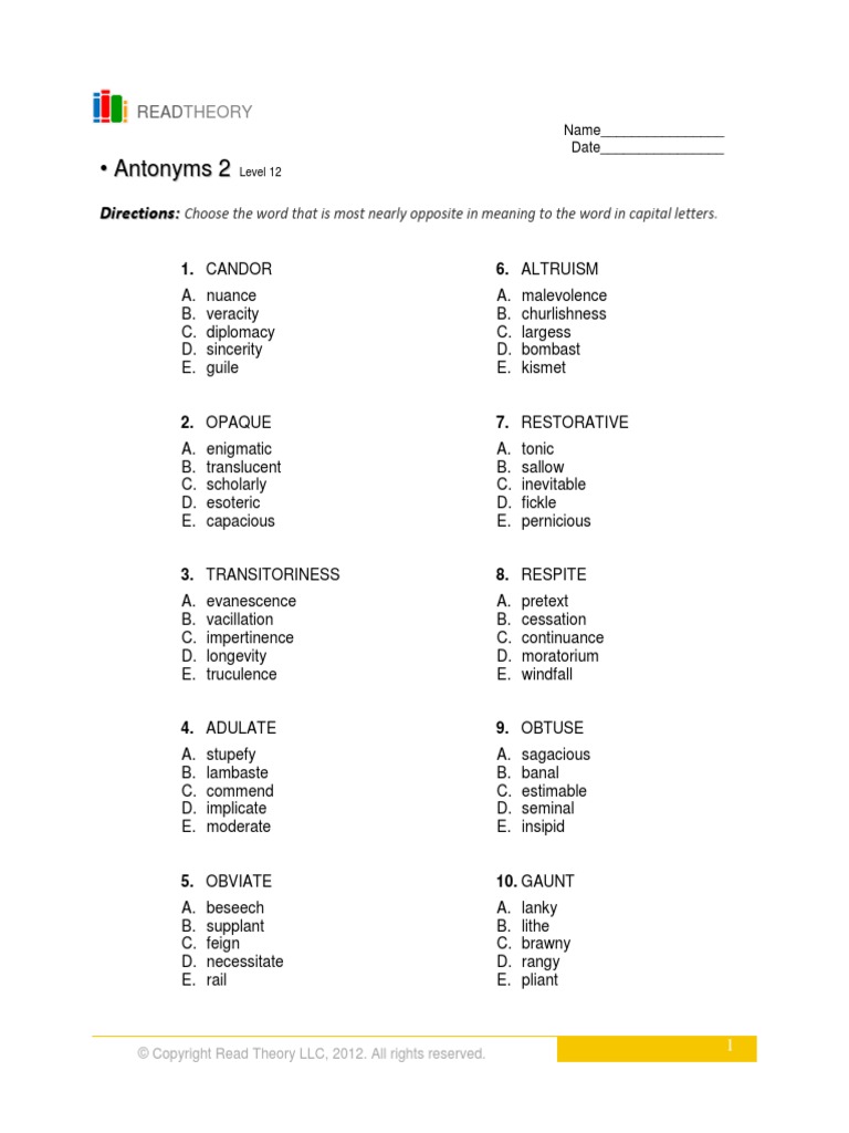 Antonyms PDF Lexicology Morality