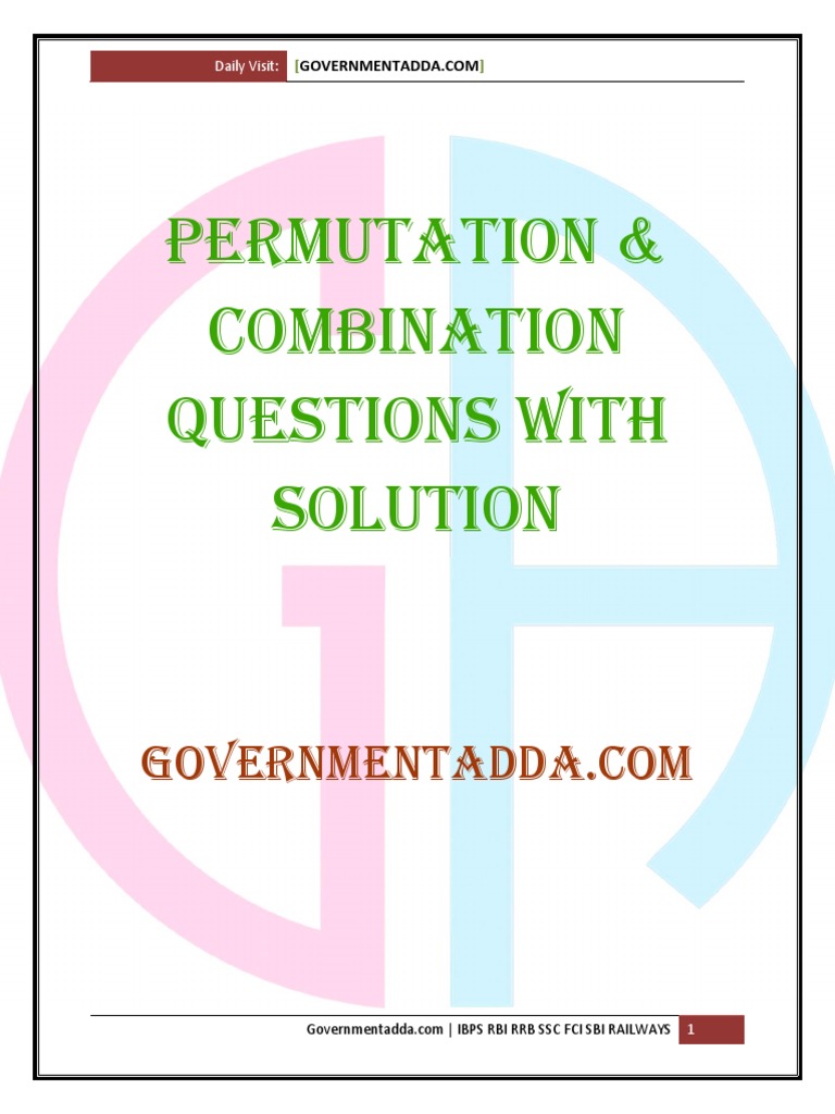 Permutation & Combination Questions With Solution Daily Visit PDF