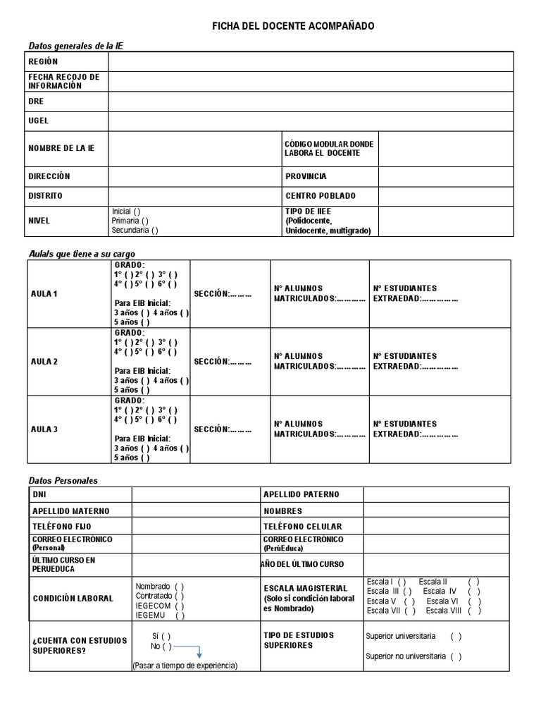 Ficha de Docente Acompañado | PDF | Educación Secundaria | Titulo academico