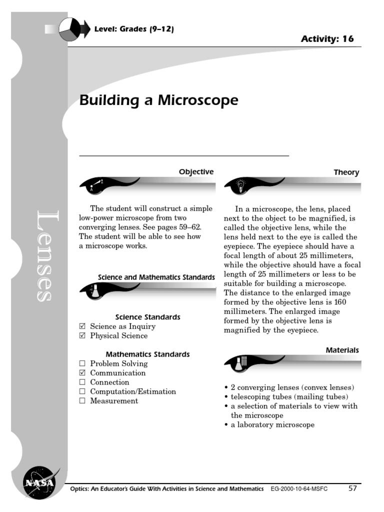 Build a Simple Microscope Activity | PDF | Lens (Optics) | Microscope