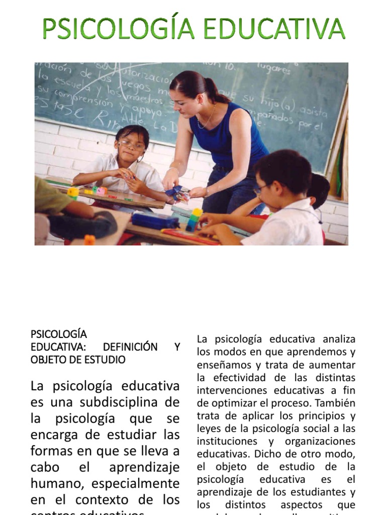 Definición y objeto de la psicología educativa | PDF | Psicología ...