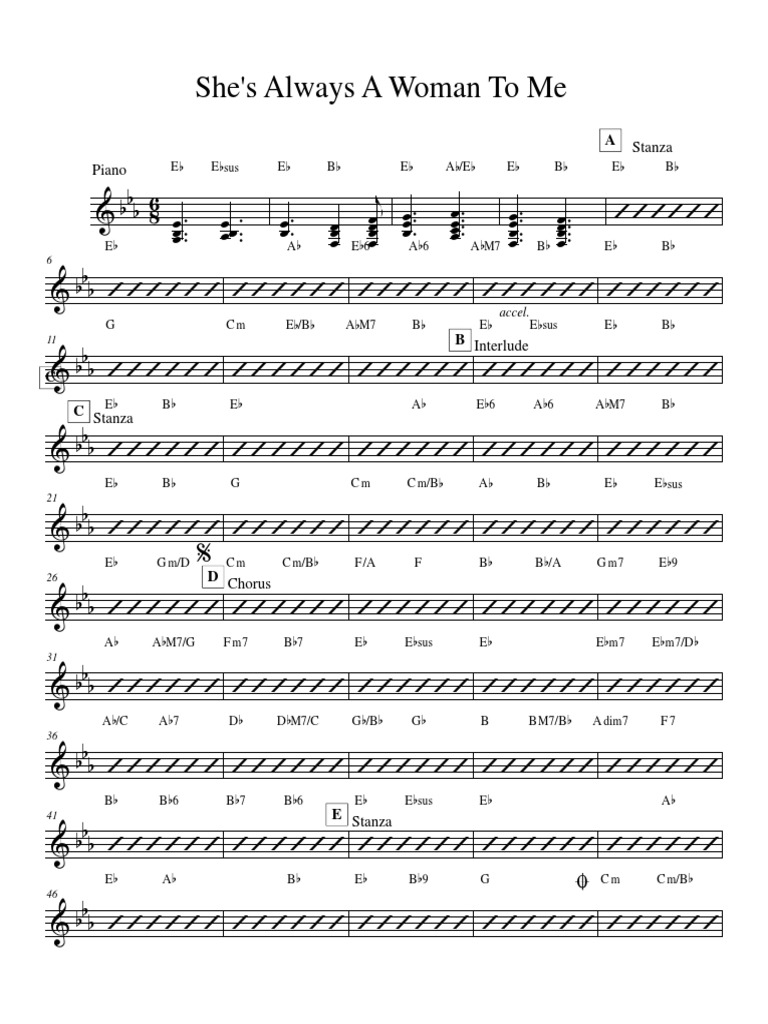 She's Always A Woman To Me (Original Key) | PDF