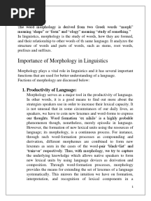 Importance of Morphology in Linguistics