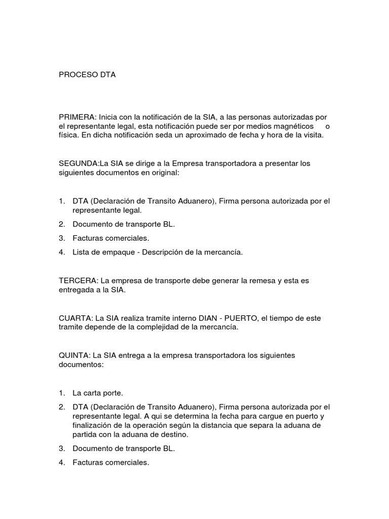 Proceso Dta | PDF | aduana | Business