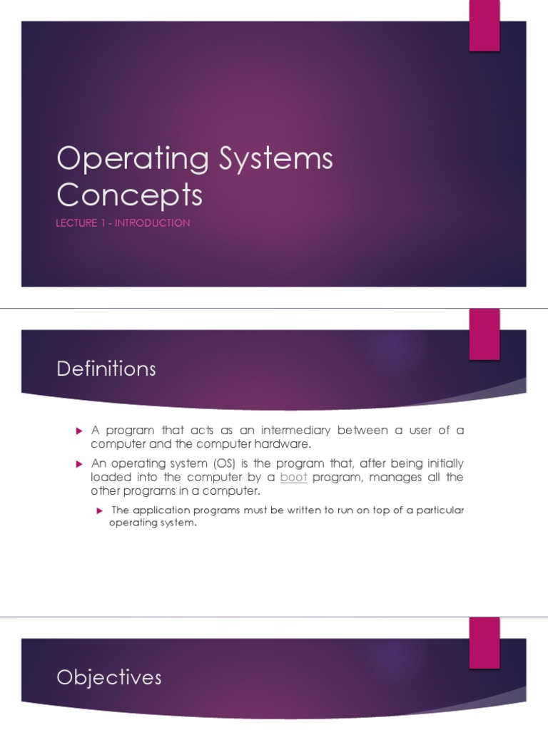 Operating Systems Concepts: Lecture 1 - Introduction | PDF | Operating ...