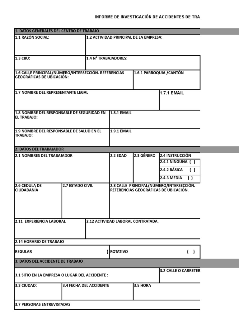 Formato Informe Ampliatorio Accidente | PDF | Prevención | La seguridad