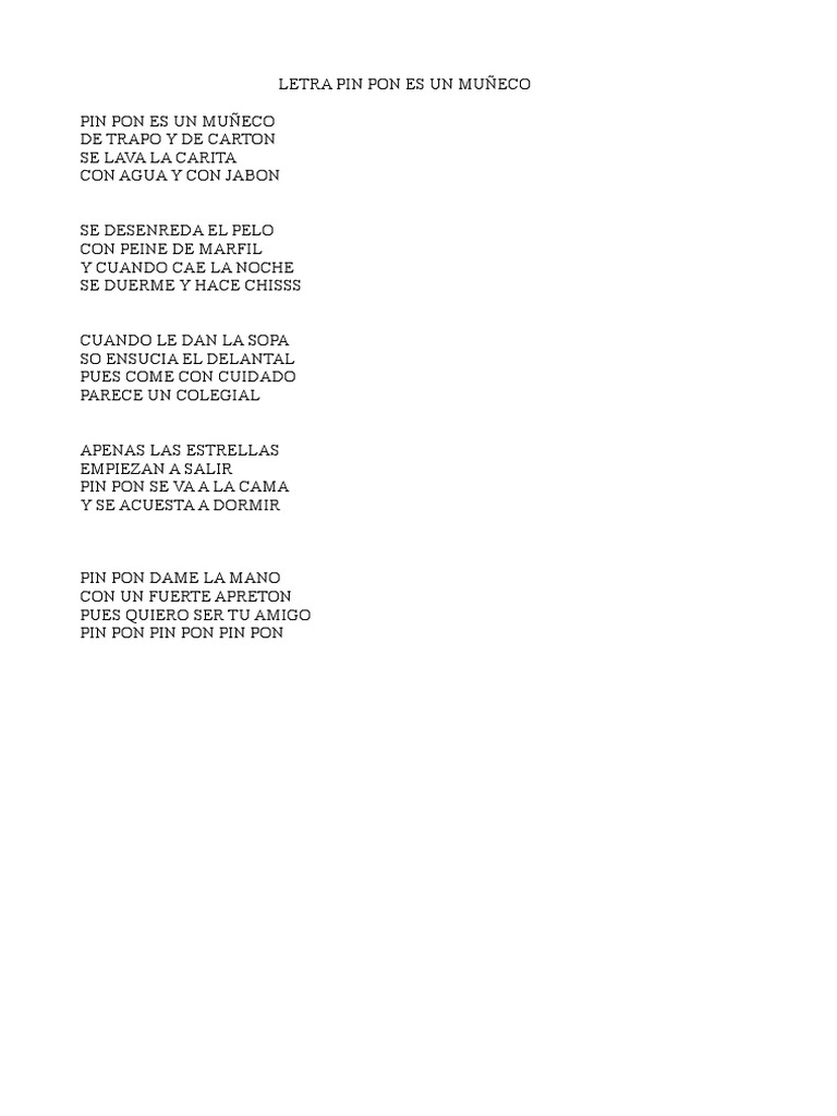 Letra Pin Pon PDF