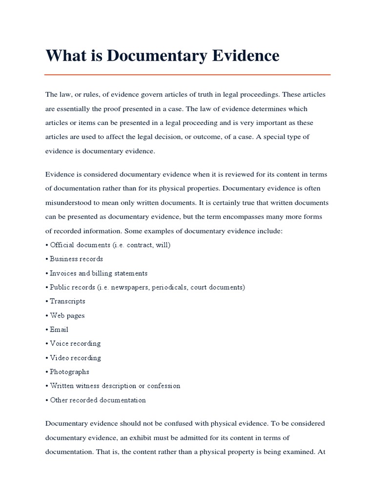 What is documentary evidence pdf evidence hearsay