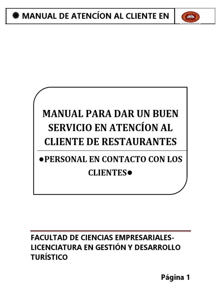 Manual de Atención al Cliente en Restaurantes | PDF | Servicio al ...