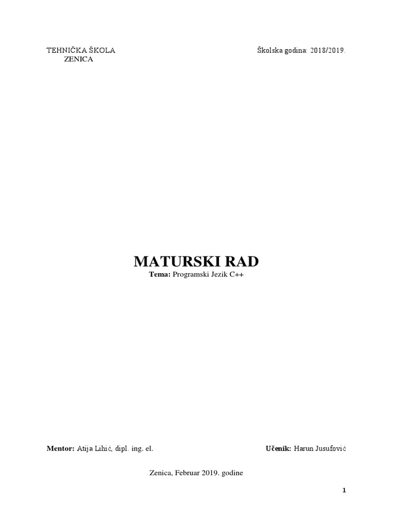 Programski Jezik C++ | PDF