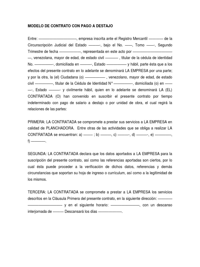MODELO DE CONTRATO CON PAGO A DESTAJO.docx Salario