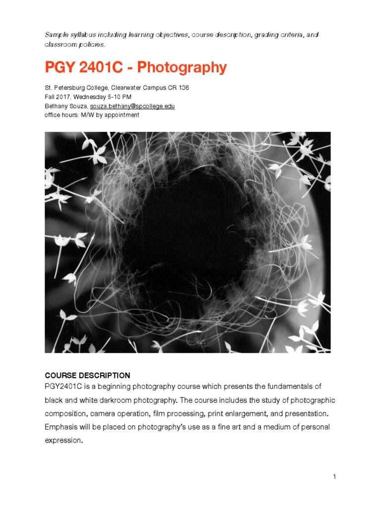 PGY 2401C Photography PDF Camera Homework